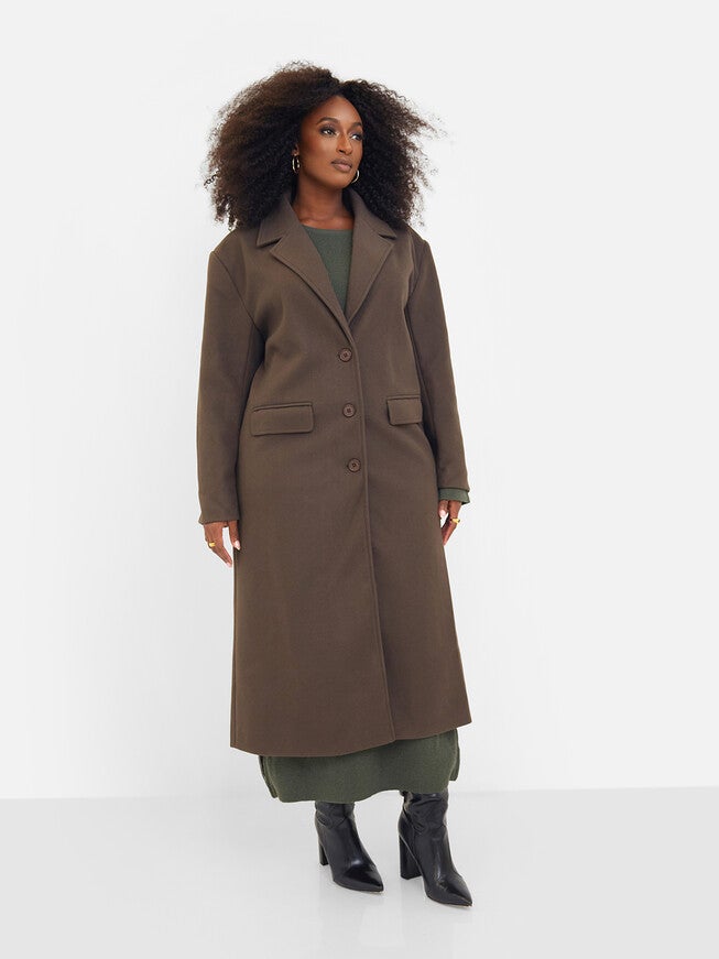 Dolce Wool Blend Double Breasted Coat - Brown, Brown / Brown, alternate image number 2