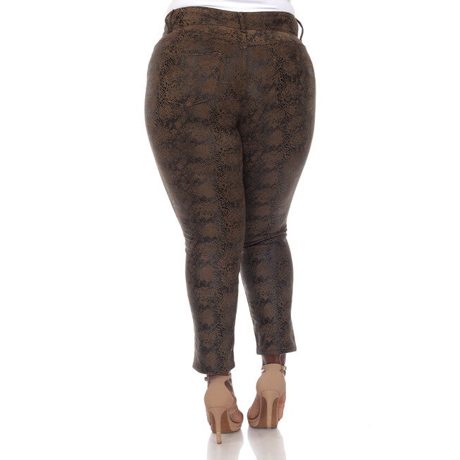 Faux Suede Snake Print Pants, Brown / Brown, alternate image number null