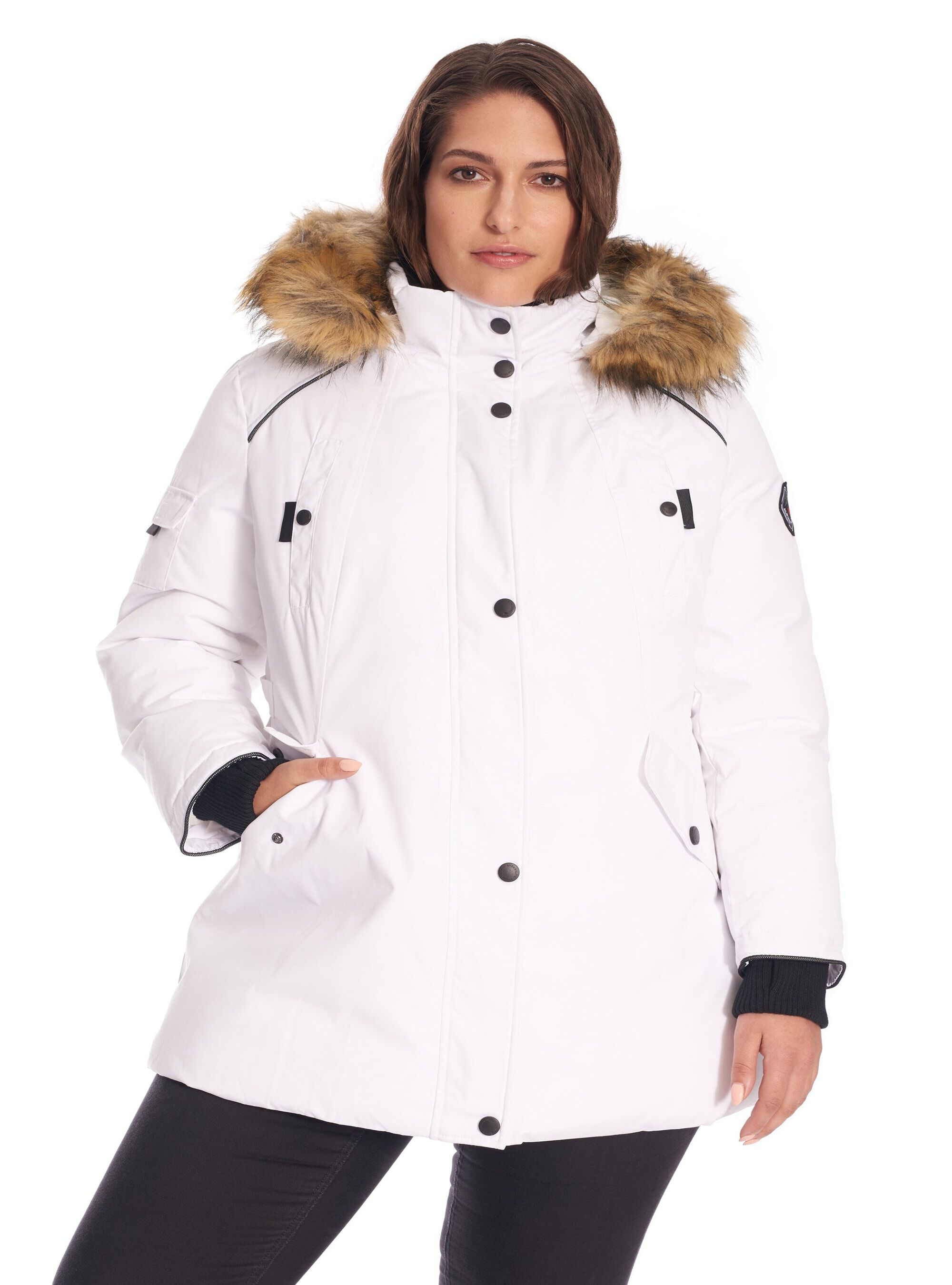 GLACIER | Vegan Down Recycled Parka Winter Jacket, White / White, hi-res image number 0