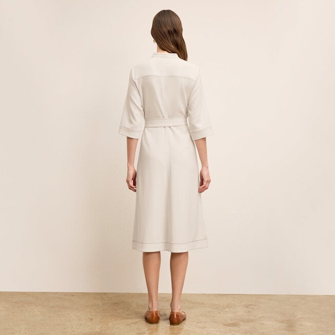 Lauleh Dress - Everyday Crepe with Topstitch, Eggshell / Warm Grey, alternate image number 1