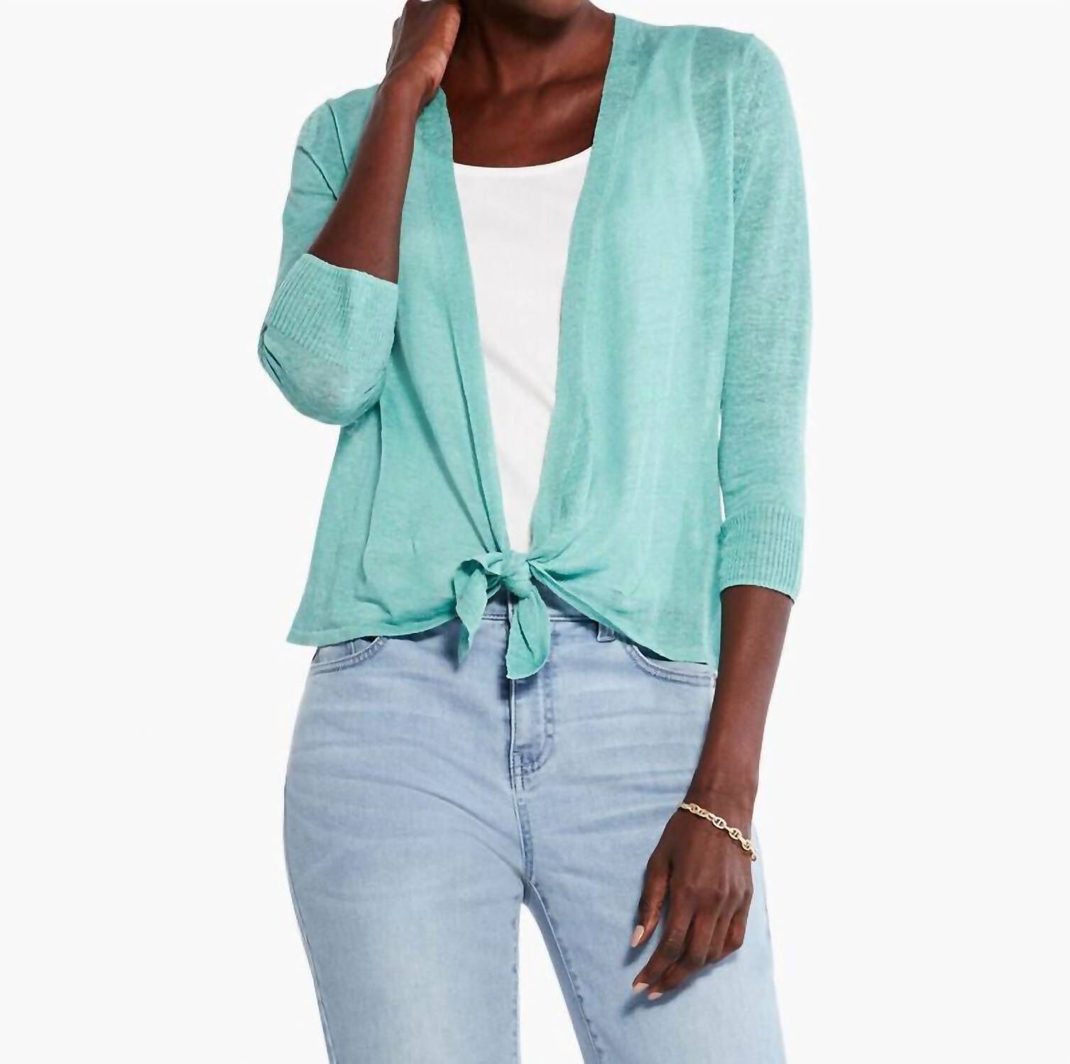 4 WAY CARDIGAN IN HAZY AQUA, , alternate image number 6