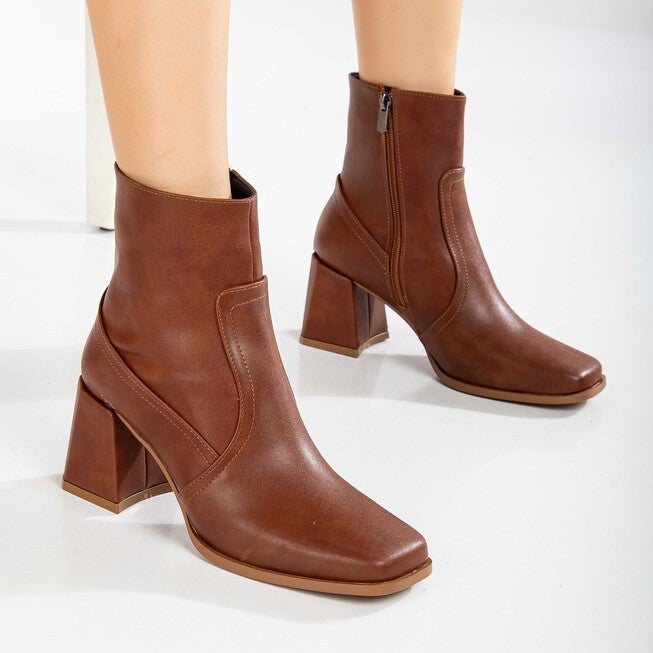 MAYA - COGNAC BROWN ANKLE BOOTS, BROWN / Brown, alternate image number 1