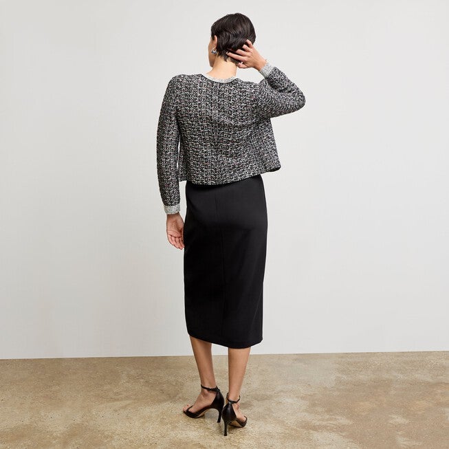 Meena Daily Jardigan - Boucle Tweed Jardigan, BlackWhite / Black, alternate image number 2