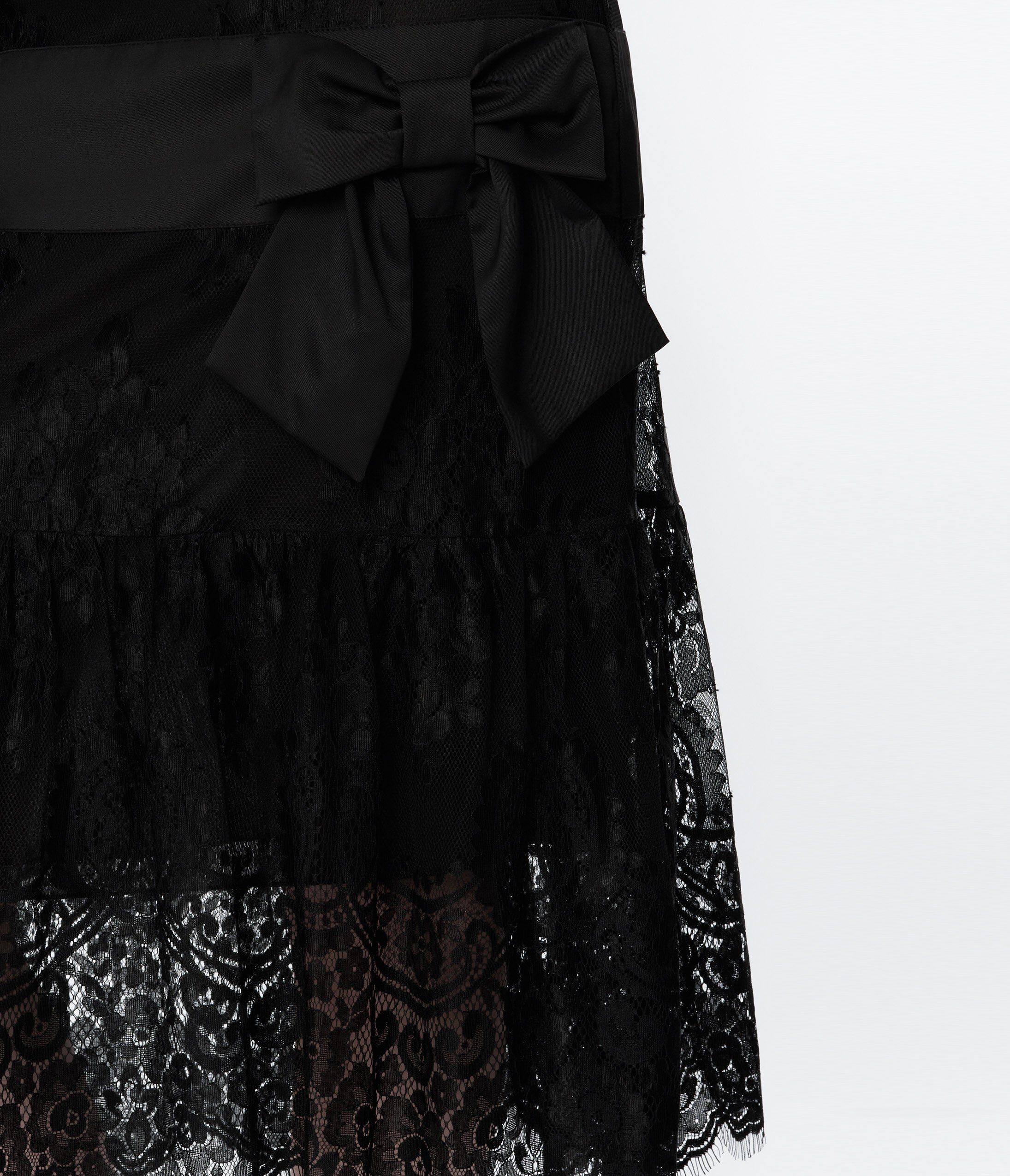 Unique Vintage Black Lace & Bow Flapper Dress, Black Floral Lace  Bow / Black, alternate image number 2