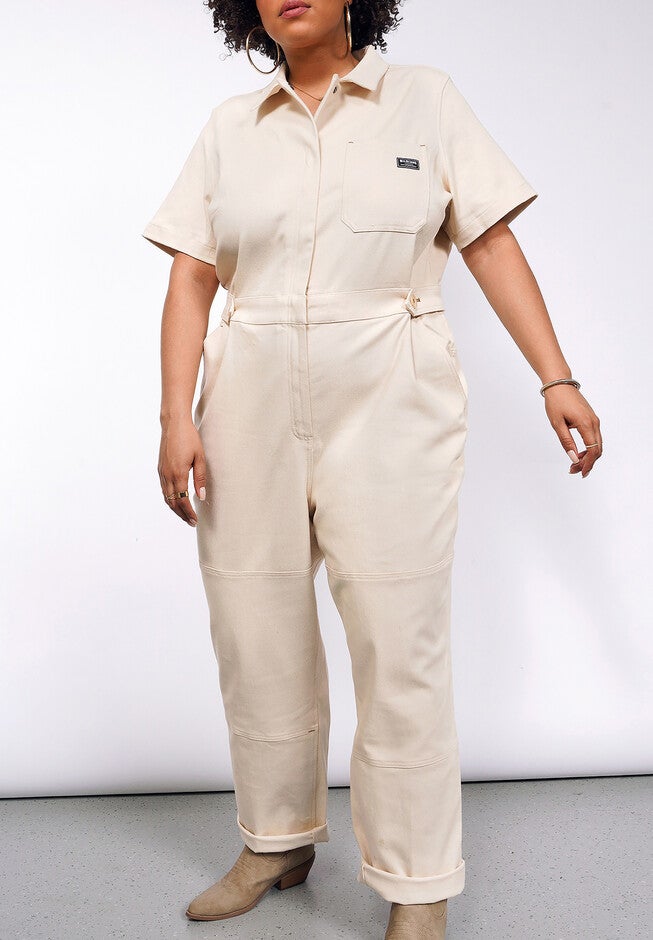 The Essential Denim High Waisted Coverall, NATURAL / Tan, hi-res image number 0