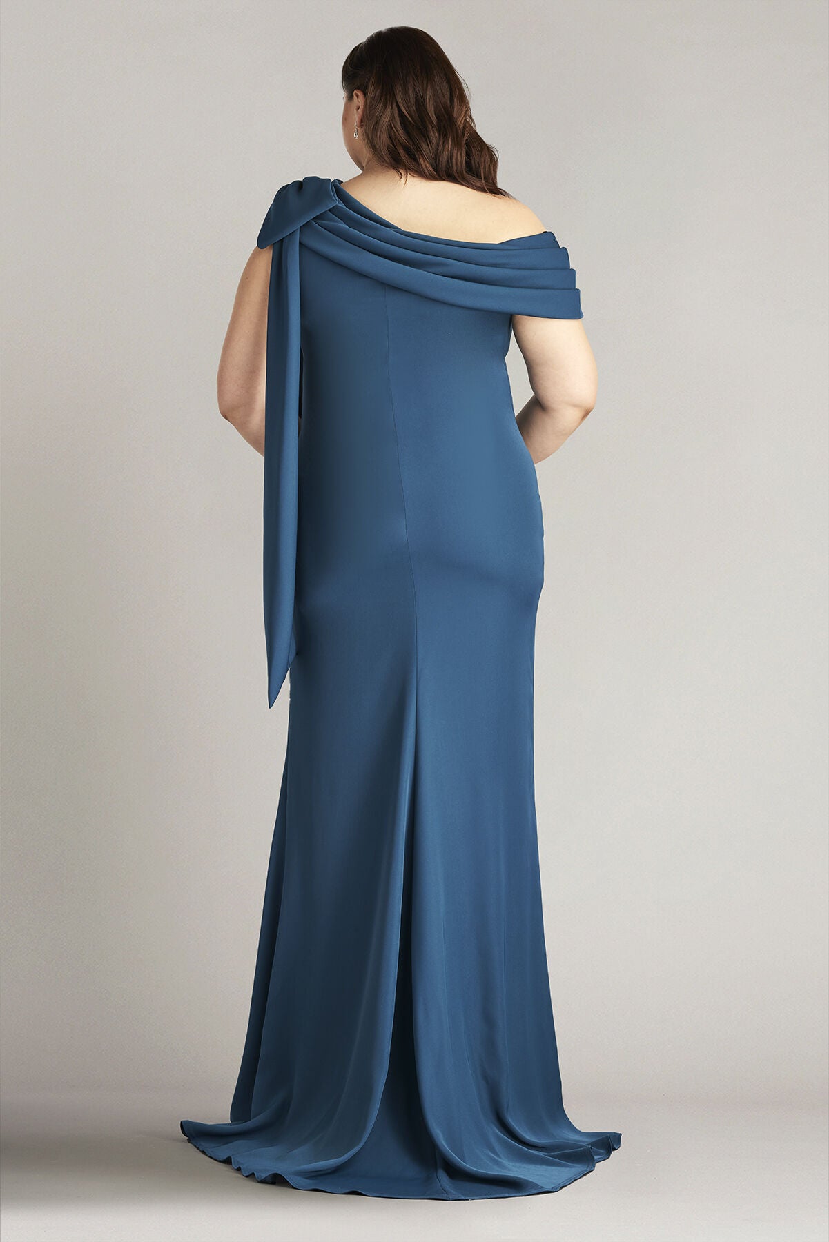 Cassia Bow-Shoulder Crepe Gown - PLUS SIZE, ECLIPSE / see-description, alternate image number 1