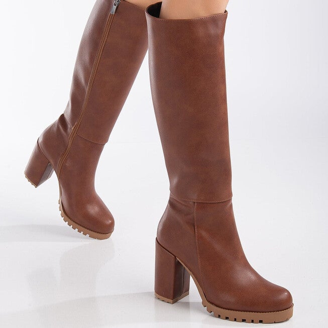 ALIZE - COGNAC BROWN WIDE CALF PLATFORM BOOTS, COGNAC BROWN / Brown, alternate image number 2