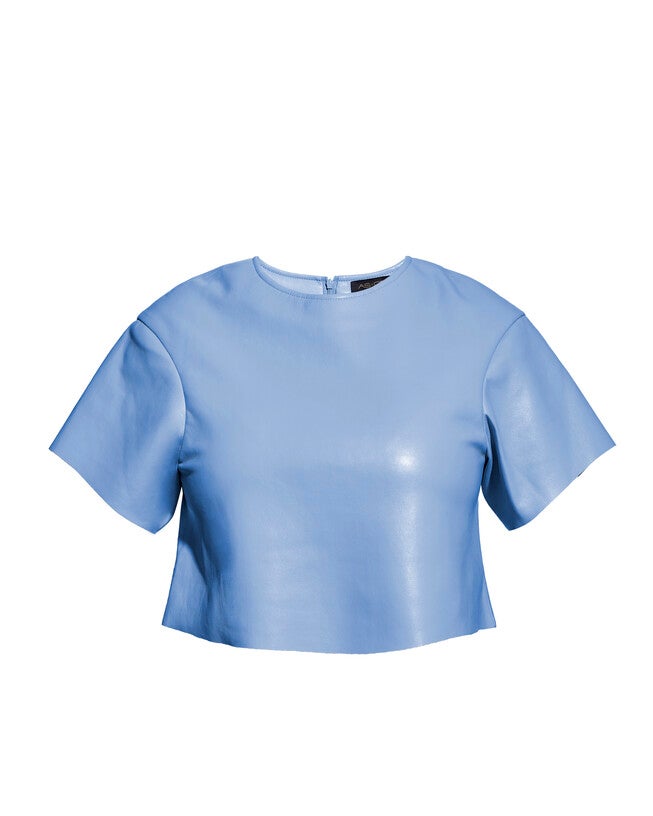 Beck Recycled Leather Tee, Powder Blue / Azure Blue, alternate image number 1
