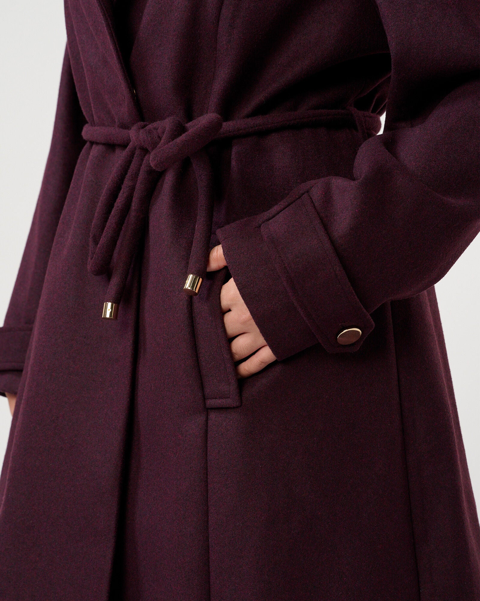 Reo Double-Breasted Assymetric Coat, Plum / Purple, alternate image number 5