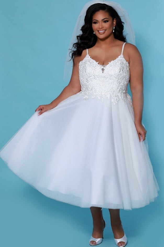 DAISEY TEA LENGTH WEDDING DRESS, Ivory / Ivory, alternate image number null