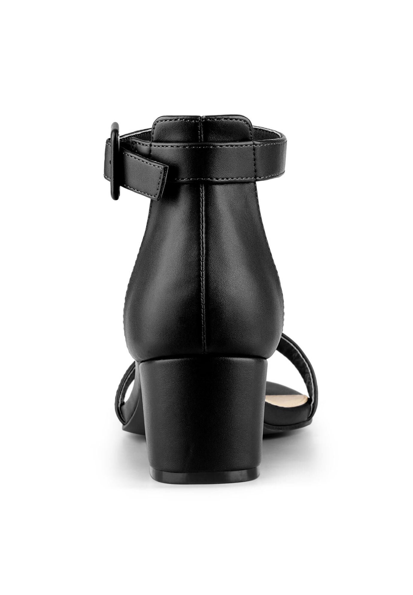 Open Toe Low Block Heel Ankle Strap Sandals, Black / Black, alternate image number 2