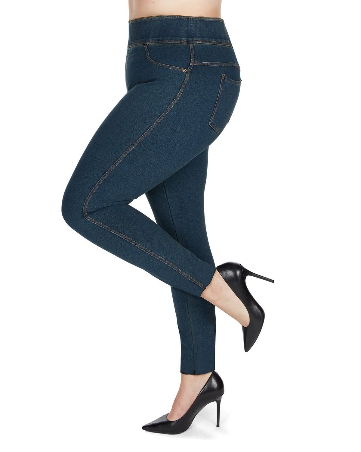 Cotton Blend Denim Shaping Jean Leggings, Blue / Chambray Denim Medium, hi-res image number 0