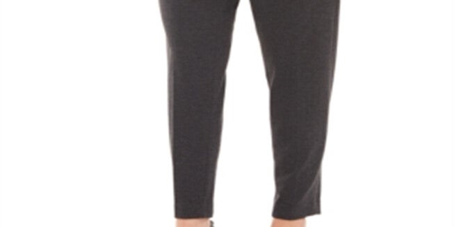 Calvin Klein Women's Faux Leather Waist Slim Leg Pants Gray 14W, , alternate image number 5