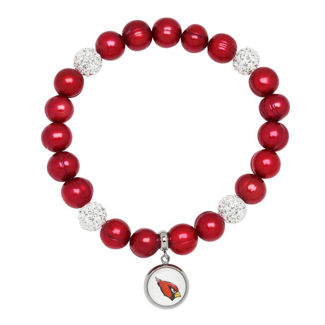 ARIZONA CARDINALS STRETCH PEARL & CRYSTAL BRACELET, Red / Red, hi-res image number null