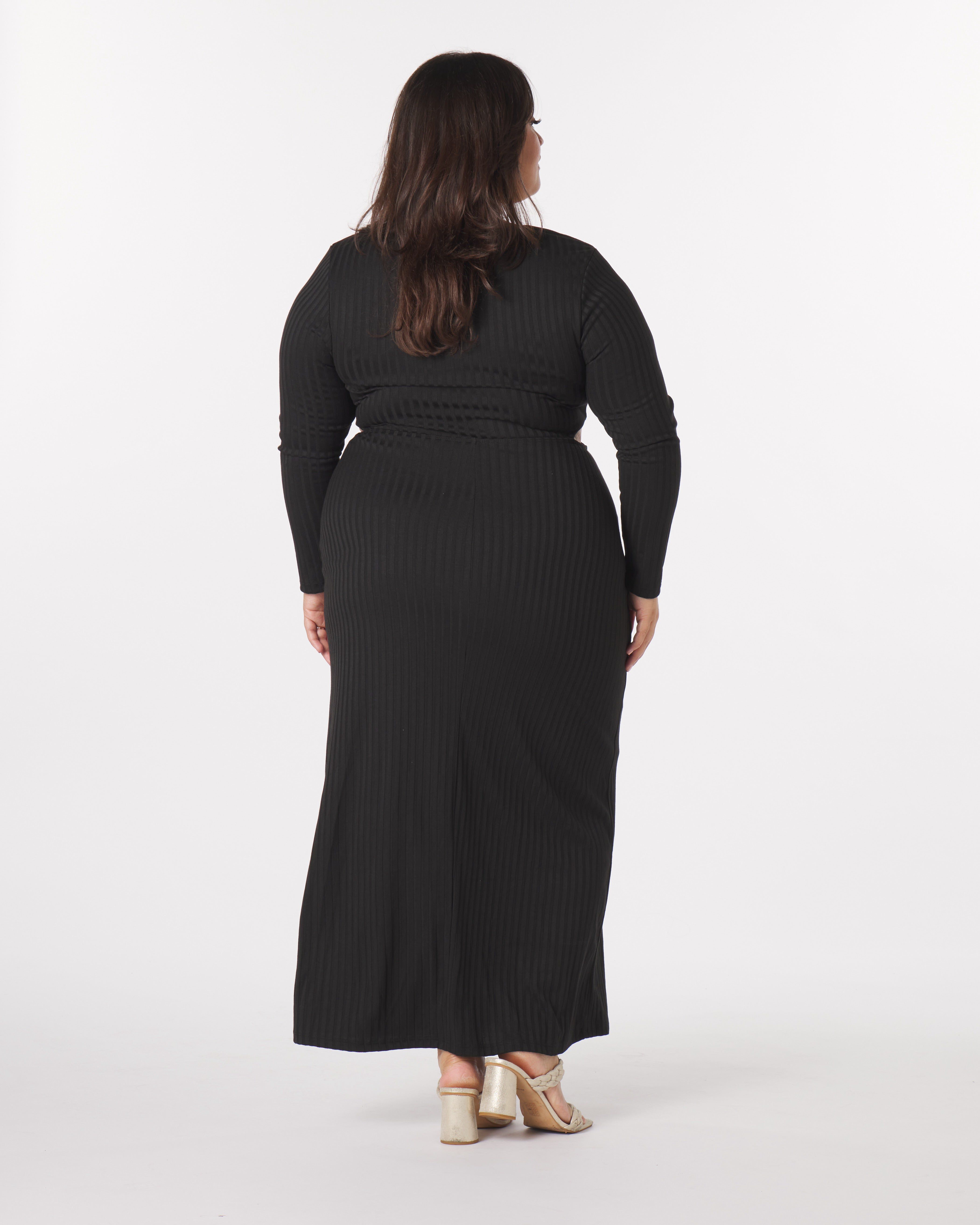 Madeline Cut-Out Maxi Dress, Black / Black, alternate image number 3