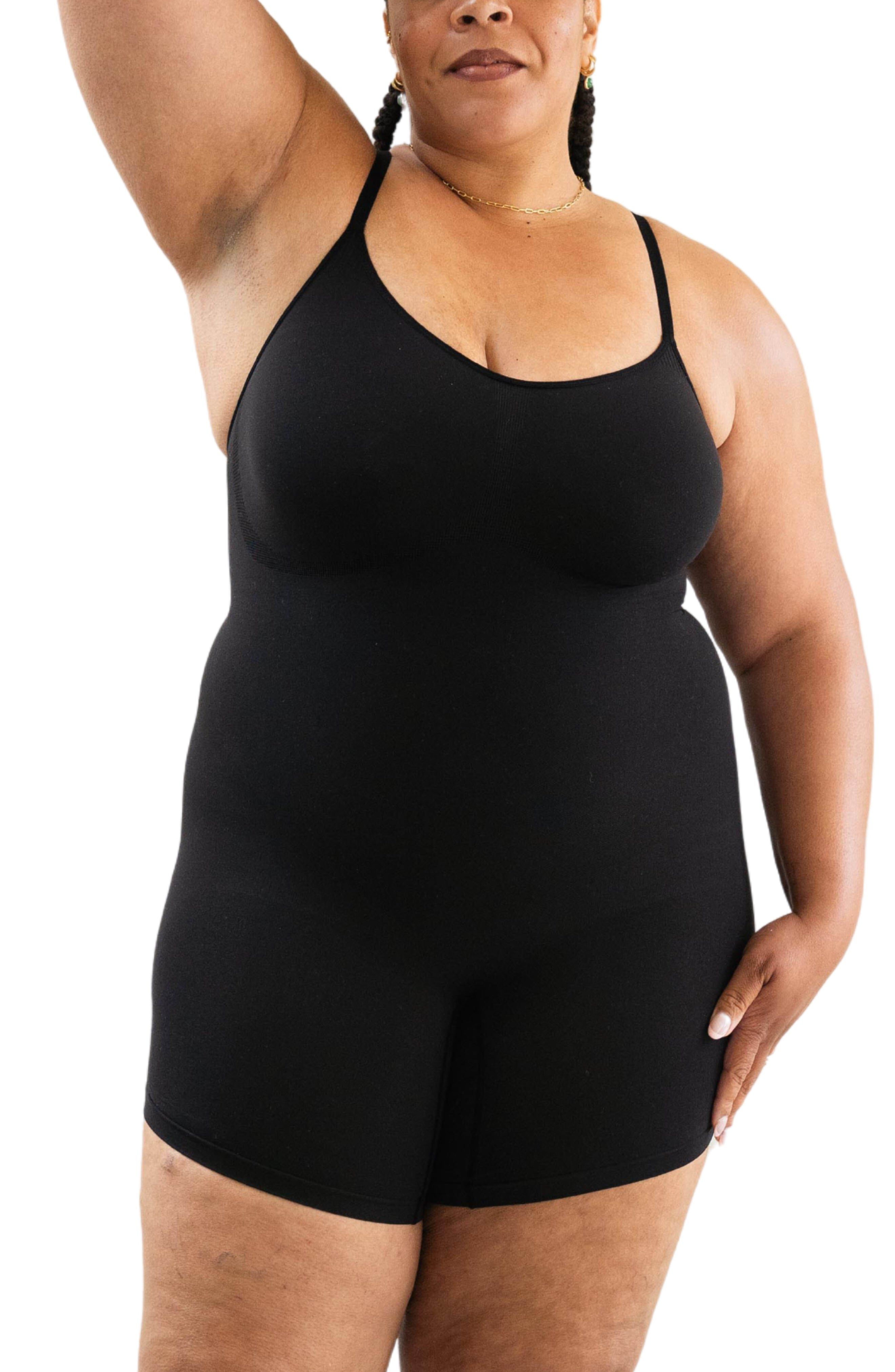 Mid-Thigh Plant-Based Shapewear Bodysuit, Black / Black, hi-res image number 0