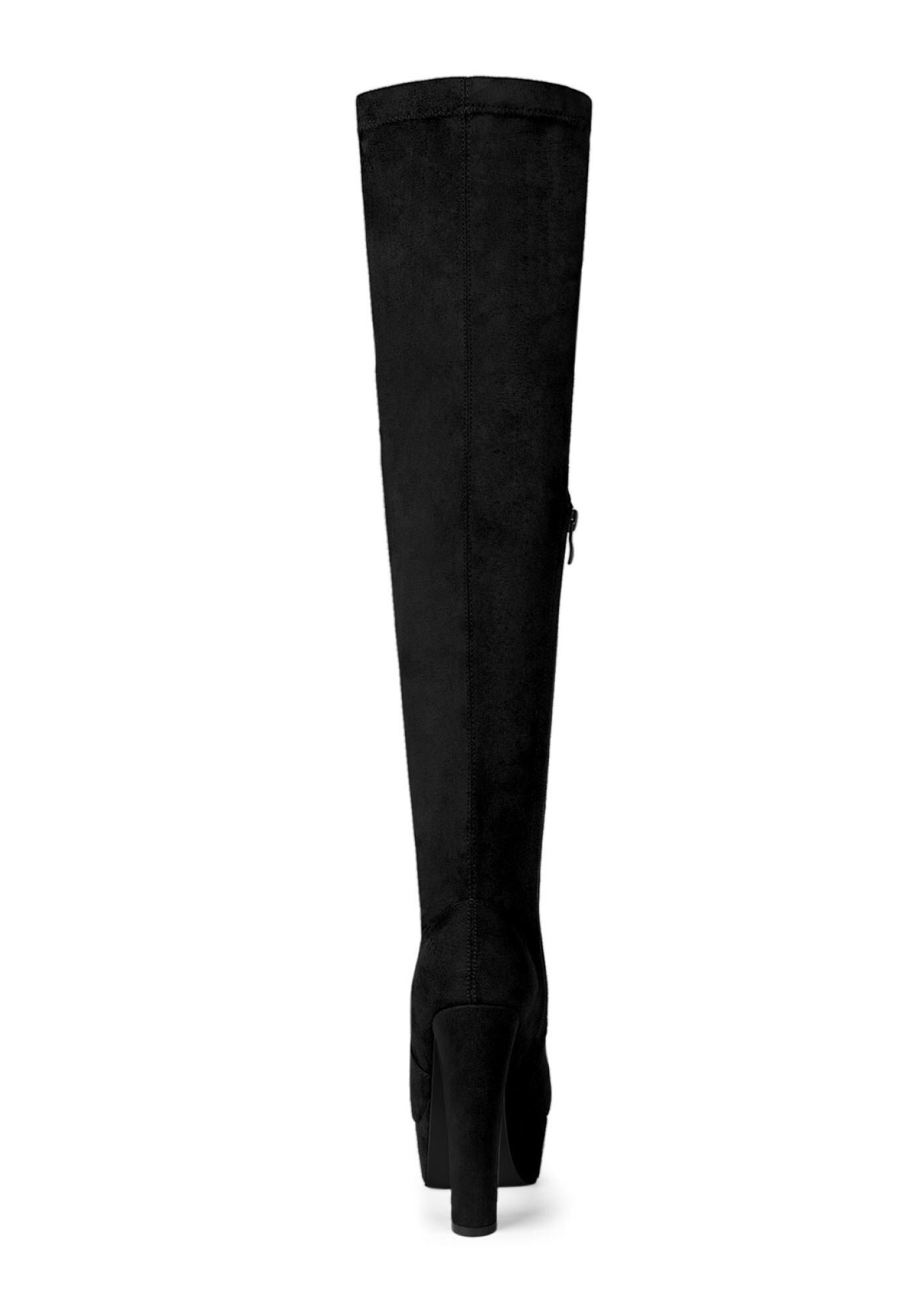 PLATFORM BLOCK HEEL OVER KNEE HIGH BOOTS, Black / Black, alternate image number 3