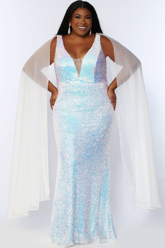 AURORA EVENING GOWN, Pearlescent / White, alternate image number 1