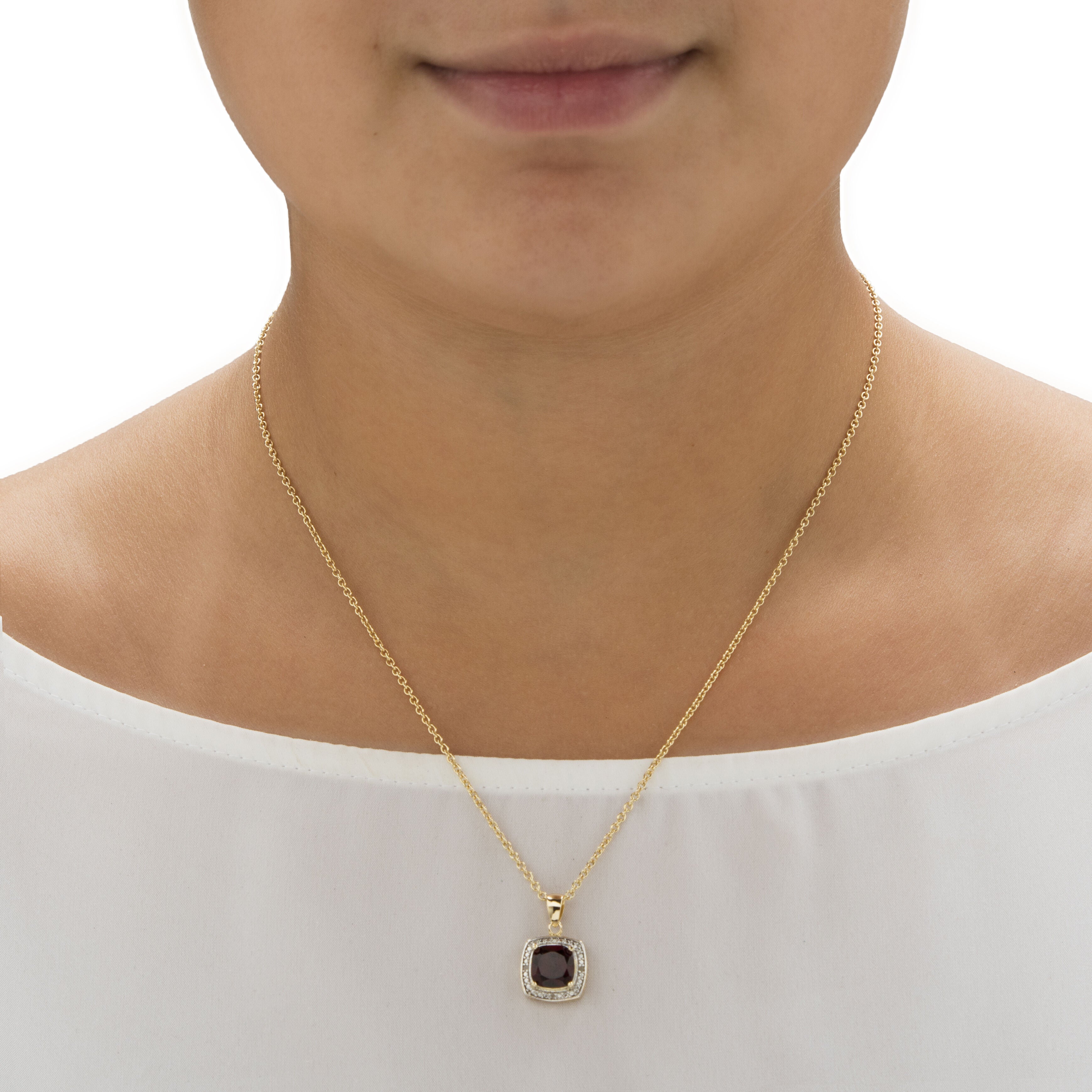 2.22 TCW Genuine Red Garnet Diamond Accent 14k Gold-plated Silver Necklace, Red / Red, alternate image number 2