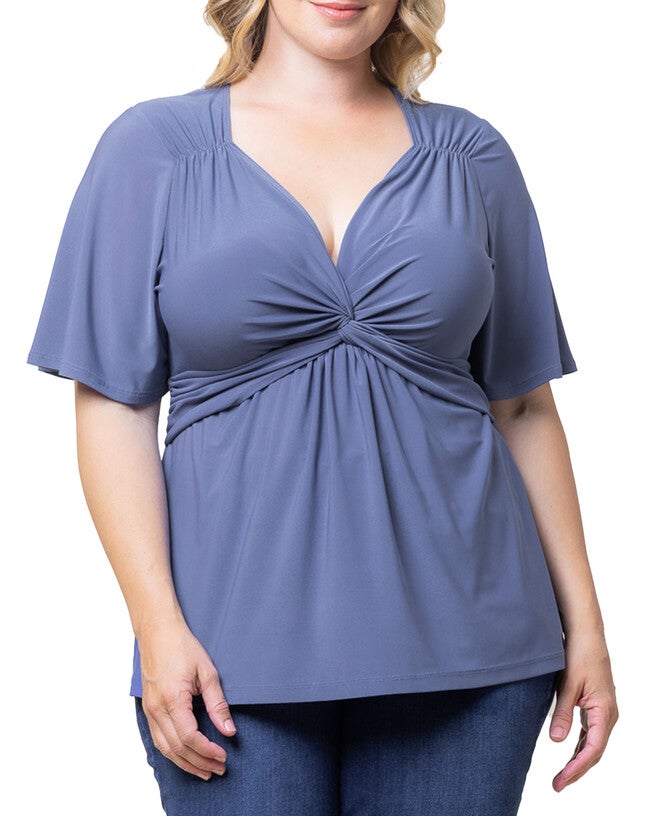 Abby Twist Front Top, SLATE BLUE / Dusty Blue, alternate image number 2