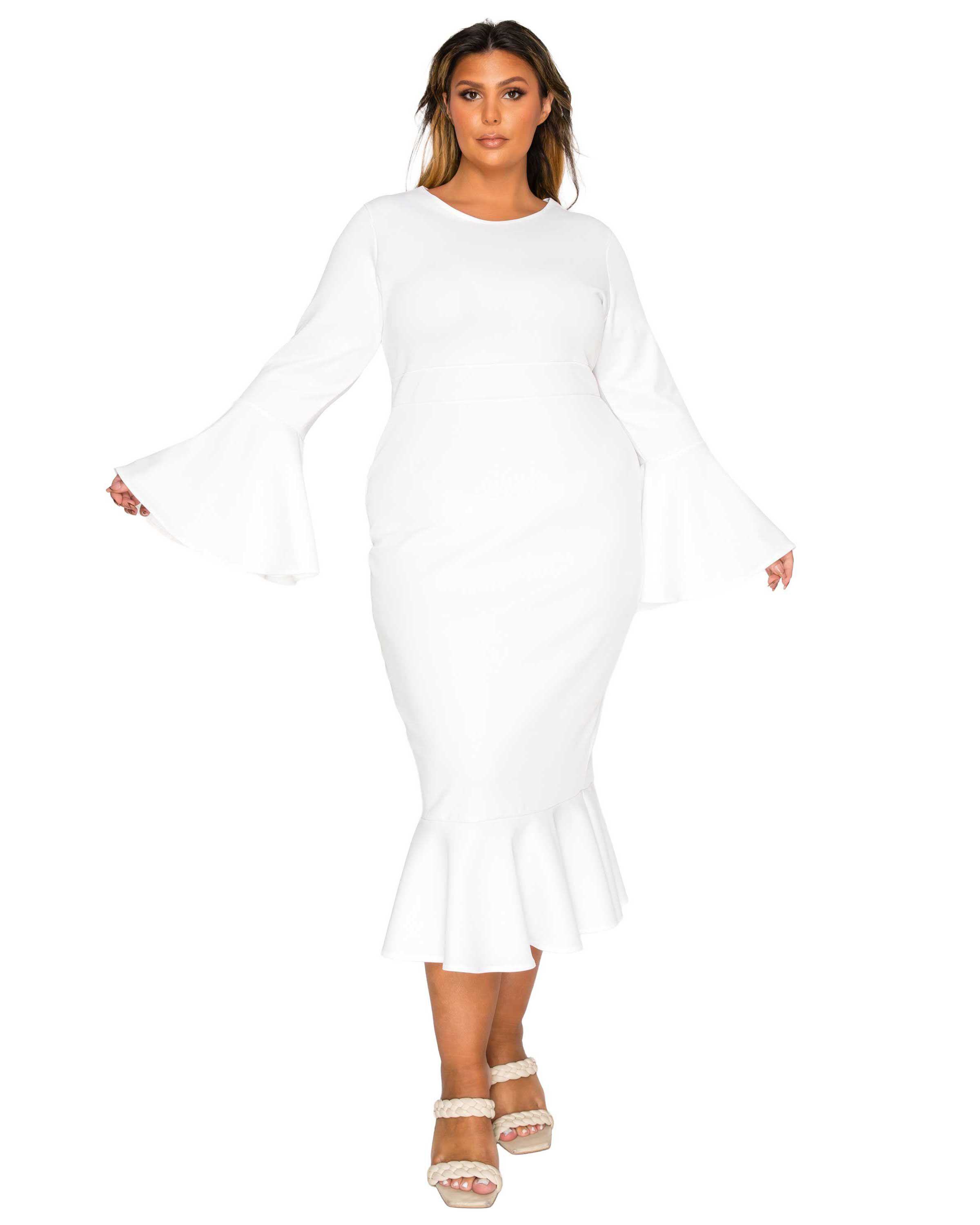 Sabrina Mermaid Hem Dress, Ivory / Ivory, hi-res image number 0