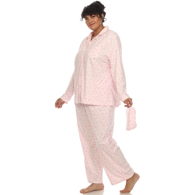 3 Piece Giraffe Print Pajama Set, Pink Giraffe / Pink, alternate image number 4
