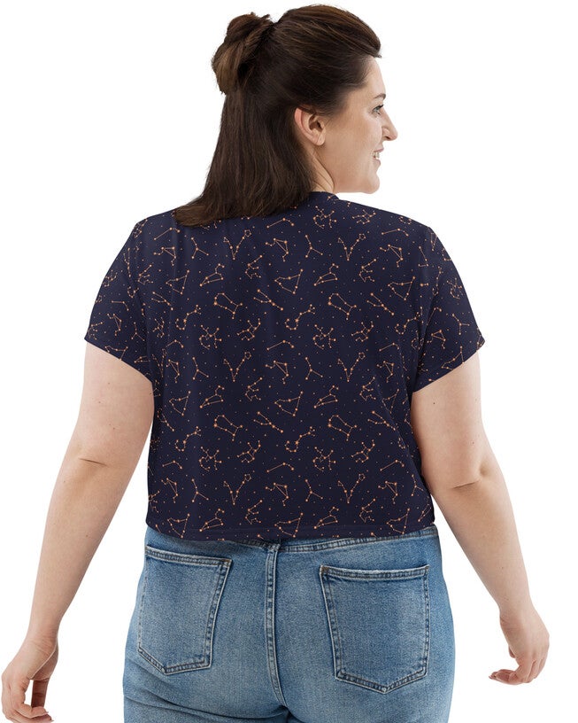 Midnight Constellations Crop Tee, Midnight Navy / Navy, alternate image number null
