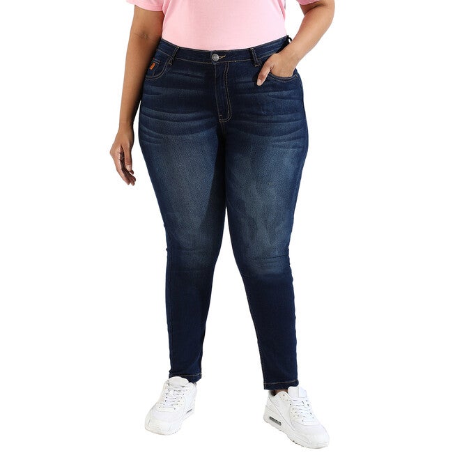 Women Solid Mid Wash Skinny Fit  Denim Jeans, Navy / Navy, hi-res image number 0