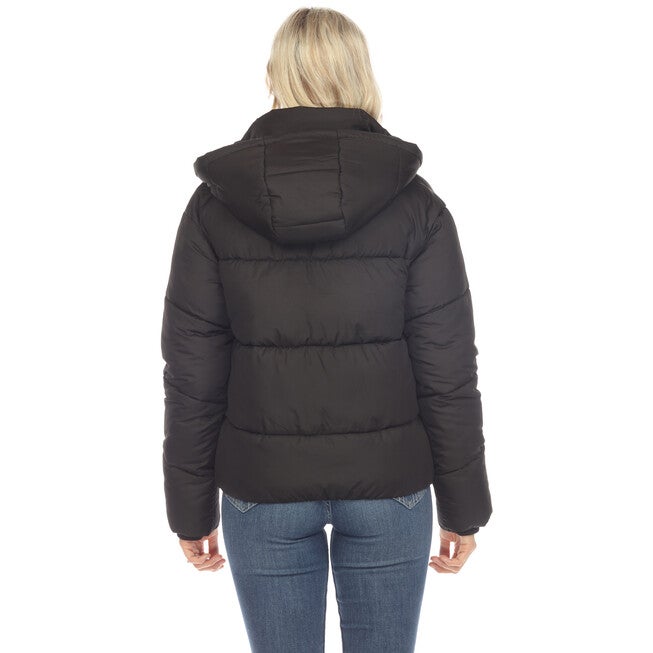 Women's Full Front Zip Hooded Bomber Puffer Coat, , alternate image number 7