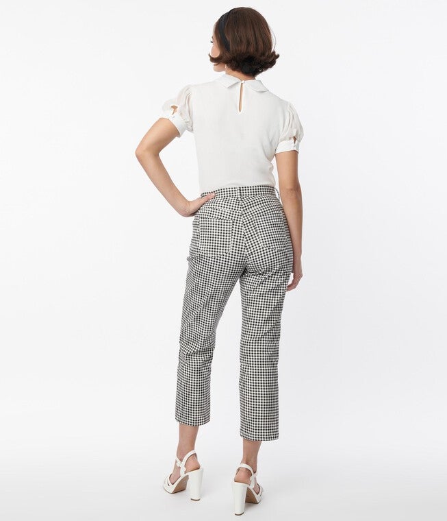 Smak Parlour Black & White Gingham High Rise Capri, , alternate image number 7
