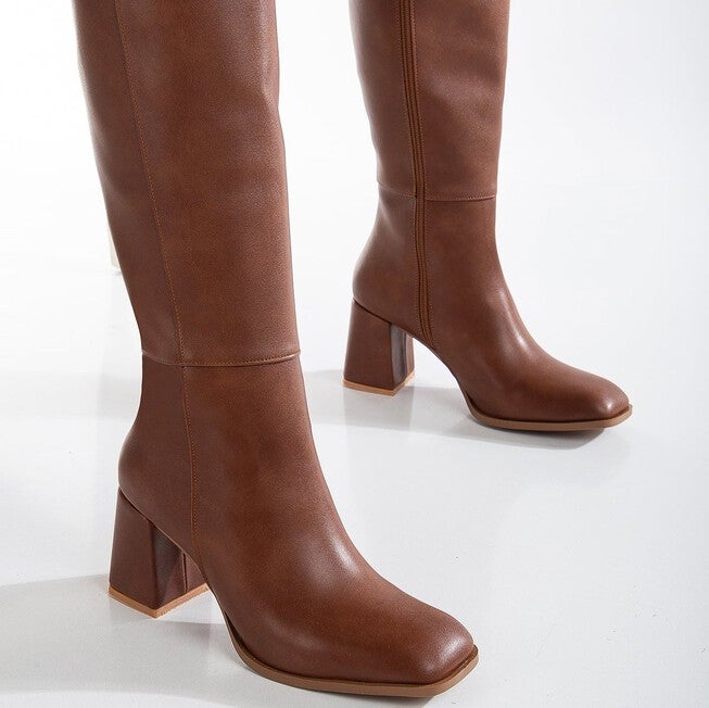 ADELE - BROWN KNEE HIGH BOOTS, BROWN / Brown, alternate image number 3
