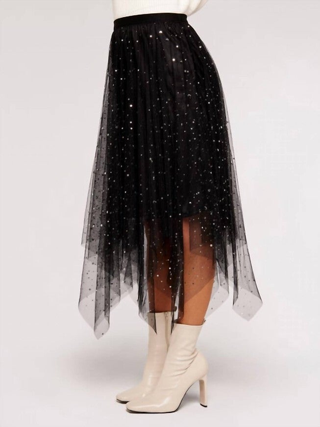 STAR SKIRT IN BLACK, Black / Black, hi-res image number null