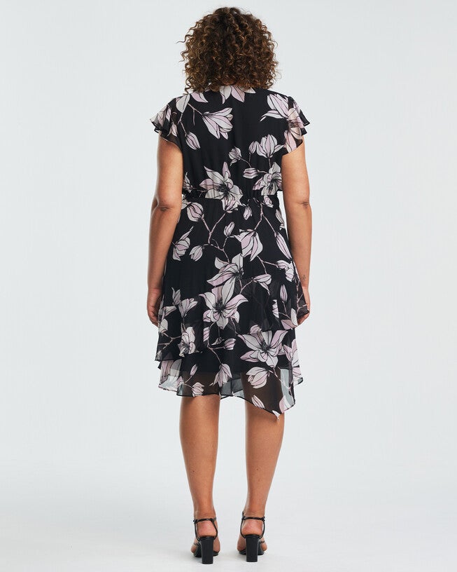 Azalea Black Floral Midi Dress, , alternate image number null