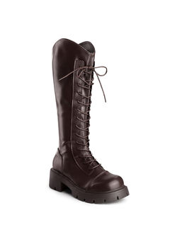 Platform Lace Up Chunky Heel Knee High Combat Boots