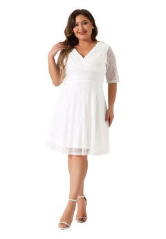 Lace Swing A-Line Cocktail Midi Dress