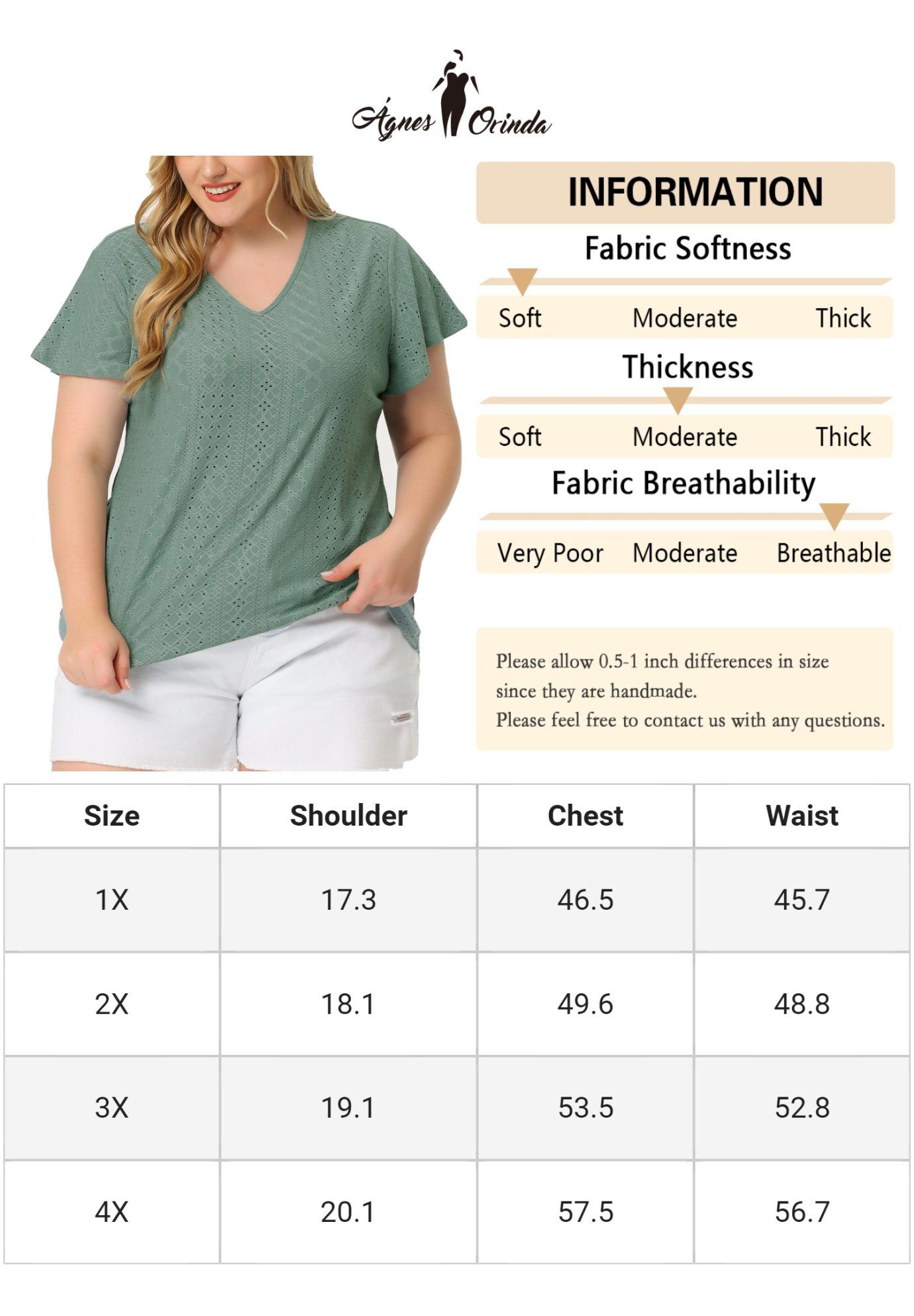 Summer Tee V Neck Hollow Flare Short Sleeve Casual Top Tunic, Green / Olive Green, alternate image number 4