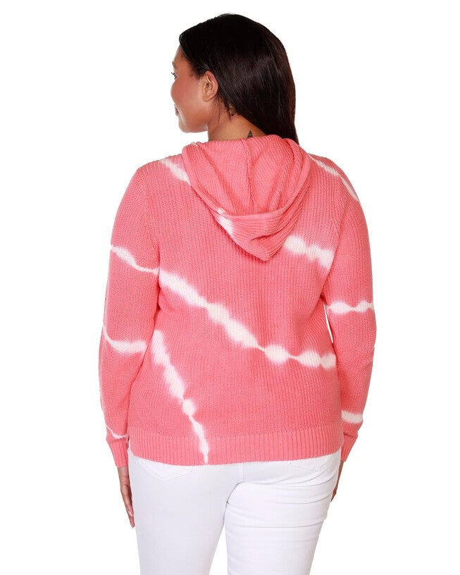 Gracie Hooded Tie-Dye Sweater, TeracottaWhite / Pink, alternate image number 1