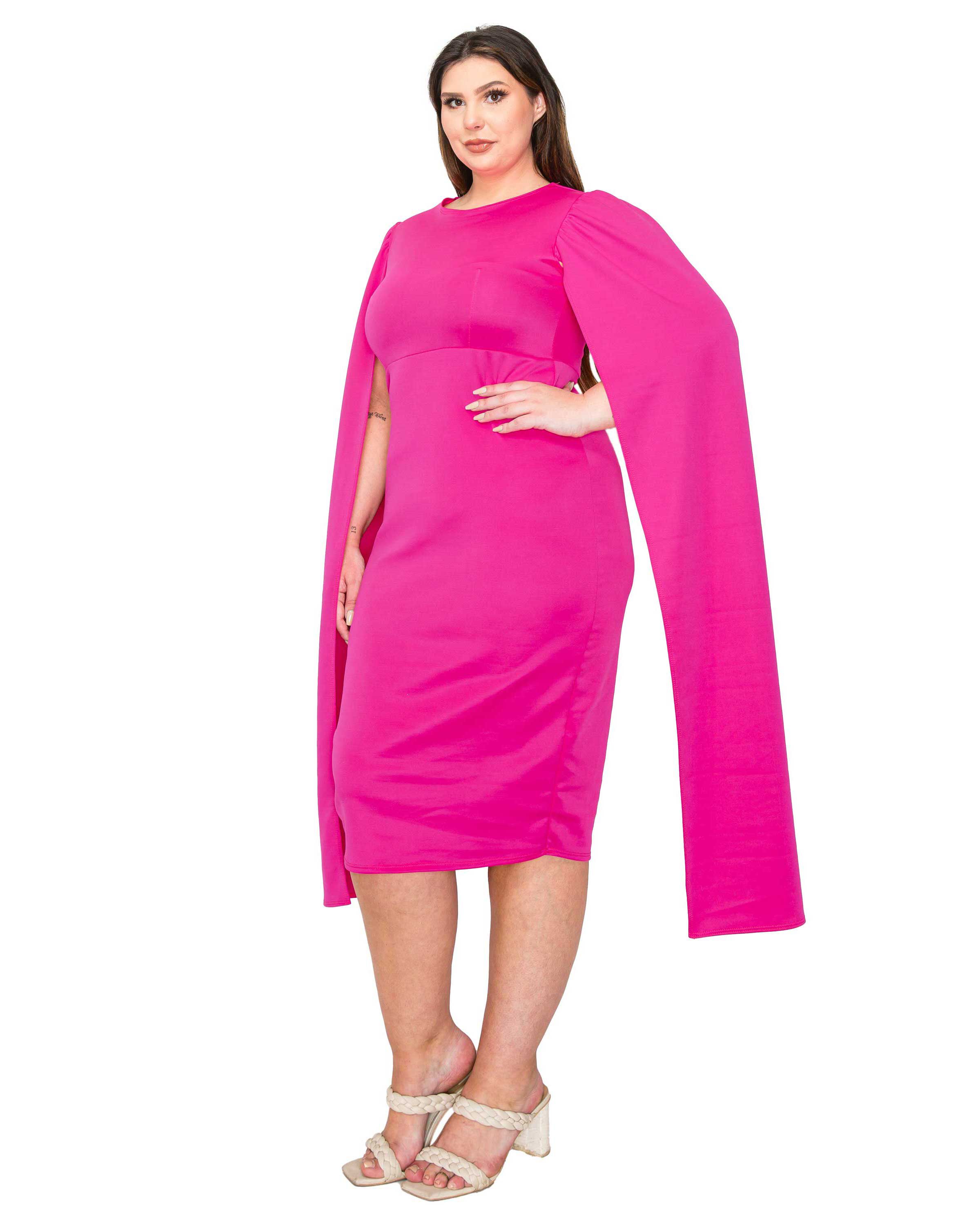 Naomi Cape Dress, Neon Pink / Pink, alternate image number 1