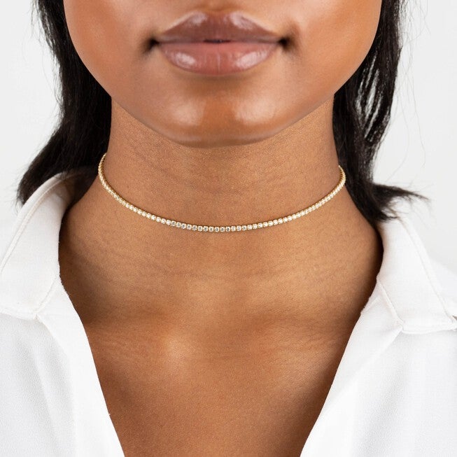 Thin Tennis Choker Silver One Size, Silver / Silver, alternate image number 1
