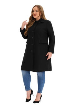 Peter Pan Collar Single Breasted Long Trench Peacoat