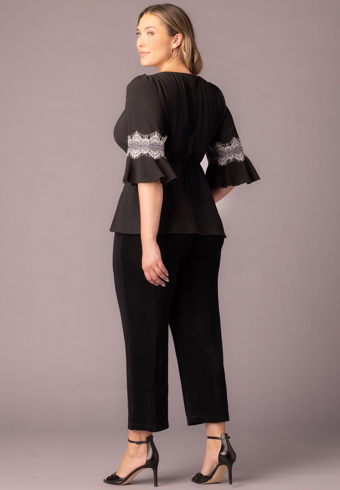 Chateau Lace Trim Top, Black Noir / Black, alternate image number 5