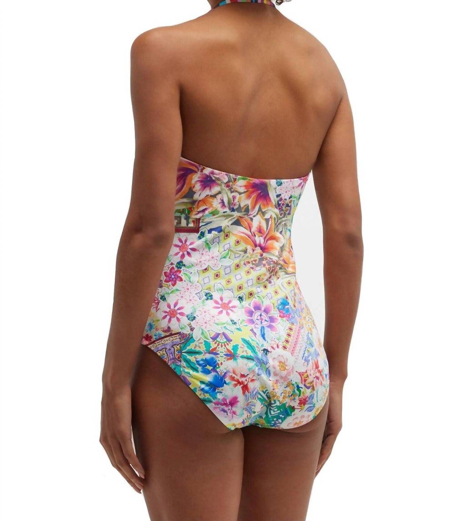 RUCHED SWEETHEART ONE PIECE SWIMSUIT IN MULTI, , alternate image number 3