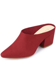 Pointed Toe Slip On Block Heel Slide Mules