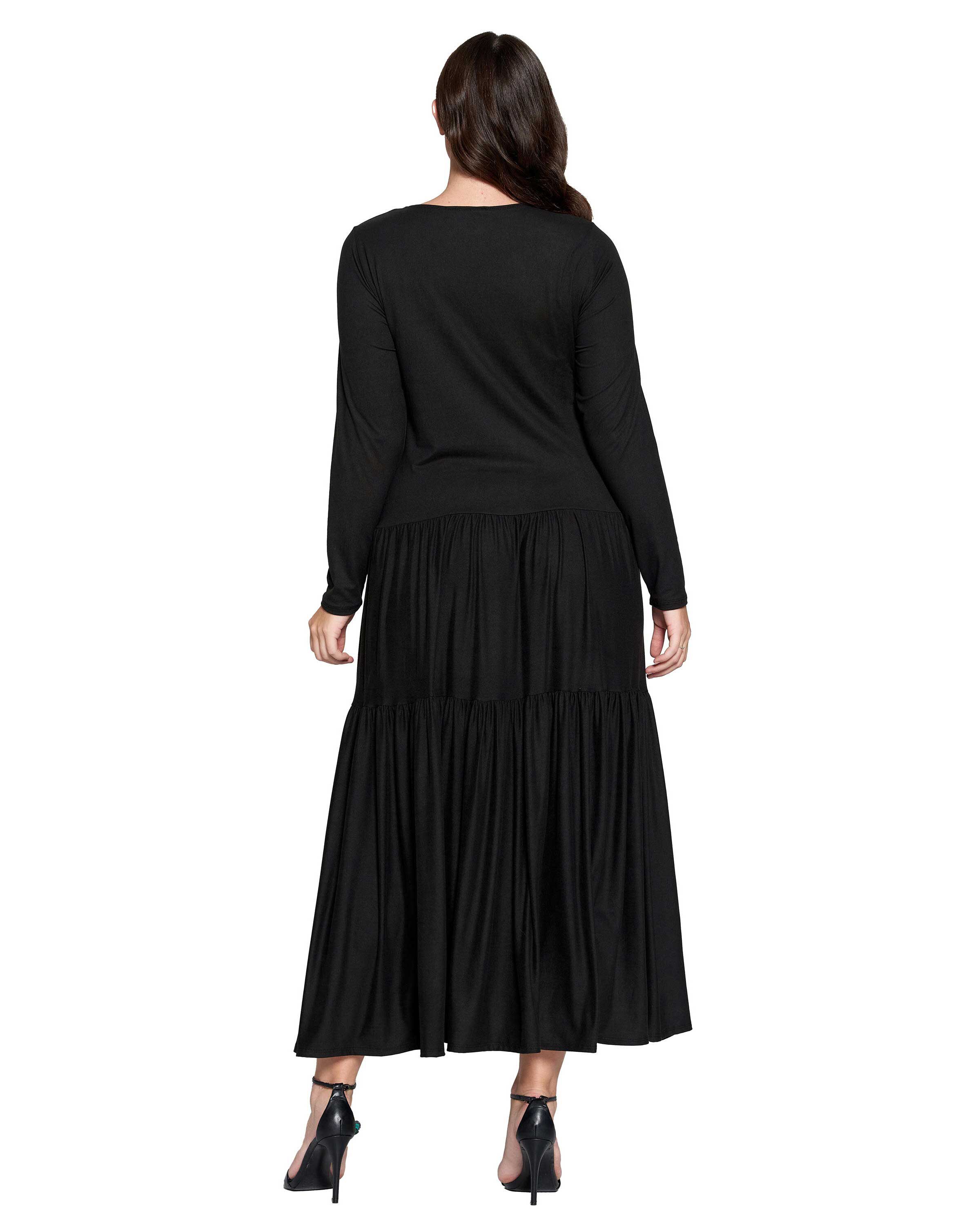 Tiered Maxi Dress, Black / Black, alternate image number 2