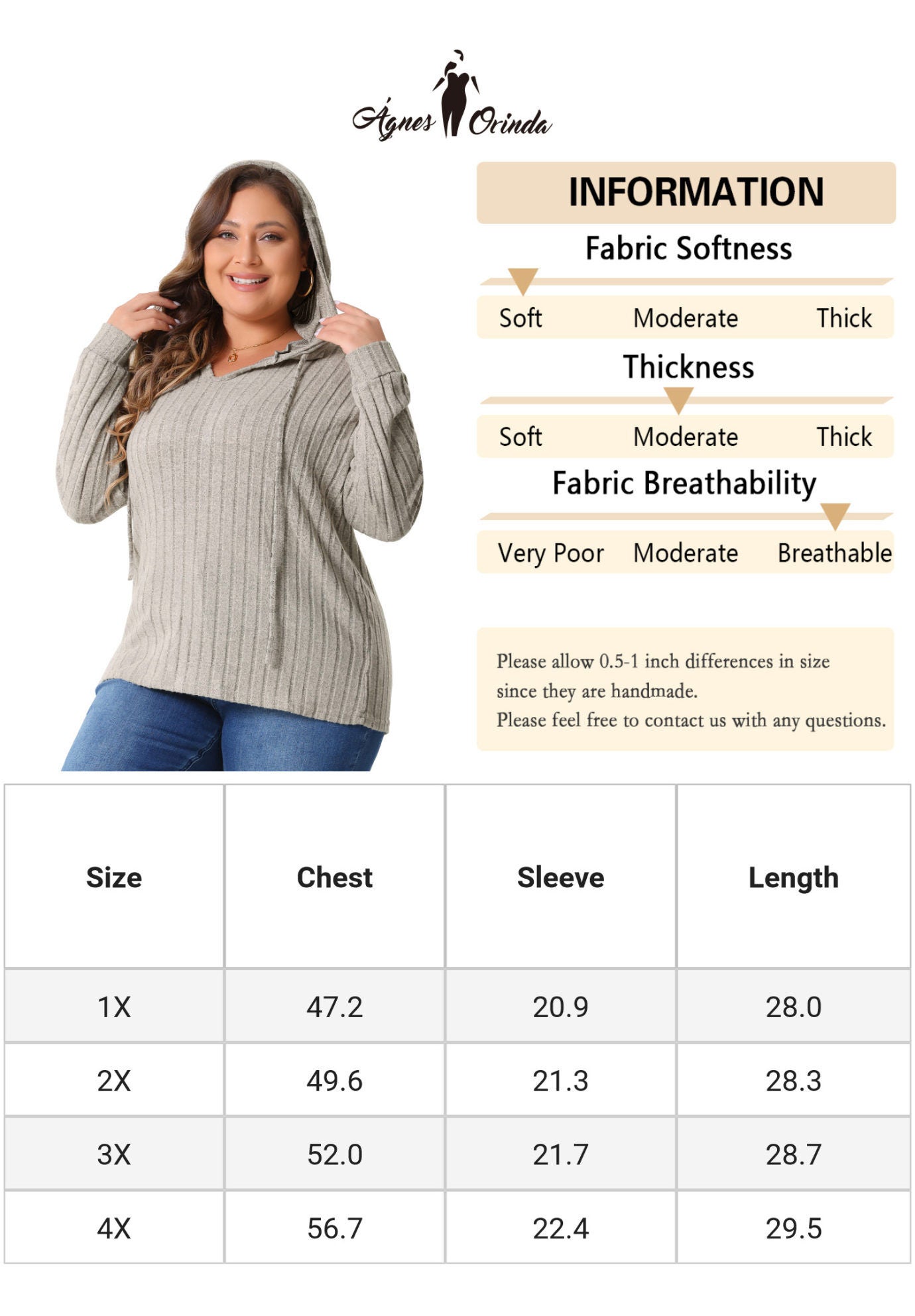 Pullover Lightweight Drawstring Sweatshirt Hoodie, Khaki / Warm Grey, alternate image number 4