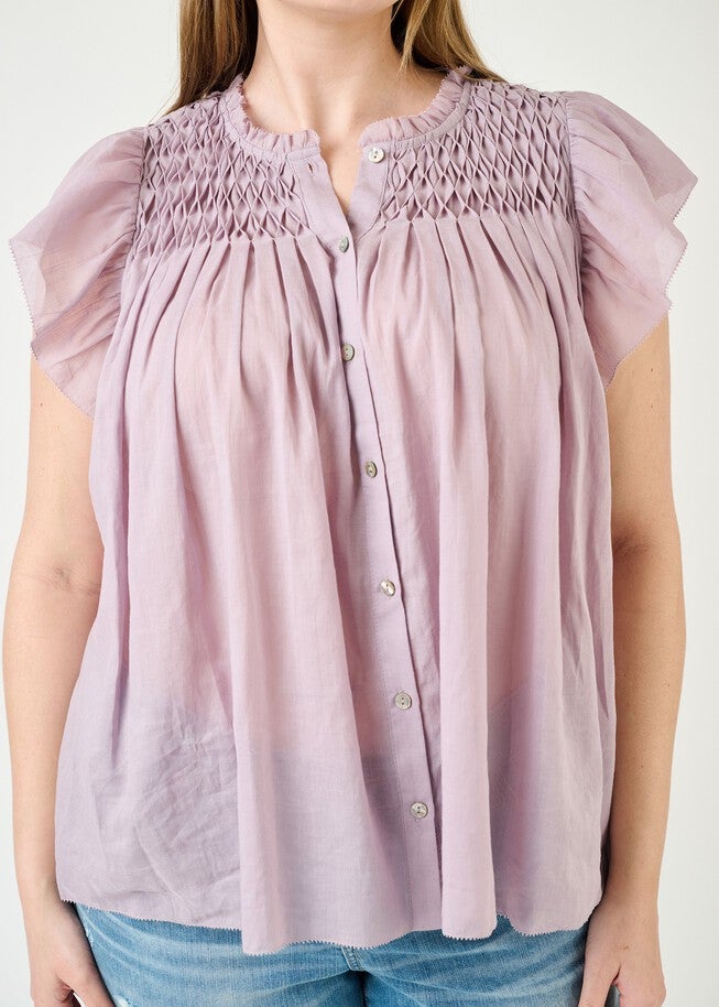 Zola Smocked Top with Ruffle Sleeves, Nirvana / Purple, alternate image number null