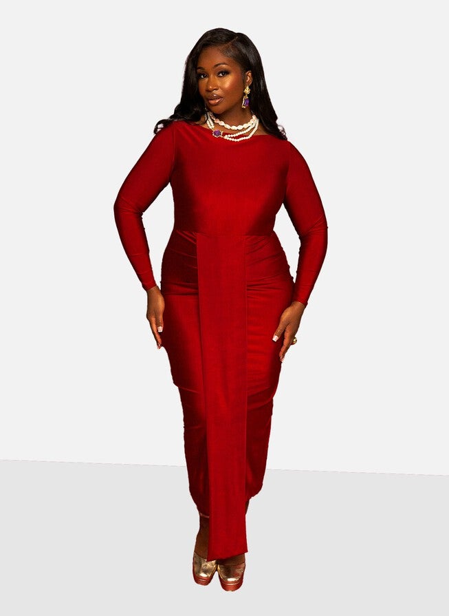 Nia Bodycon Maxi Dress, Red / Red, hi-res image number 0