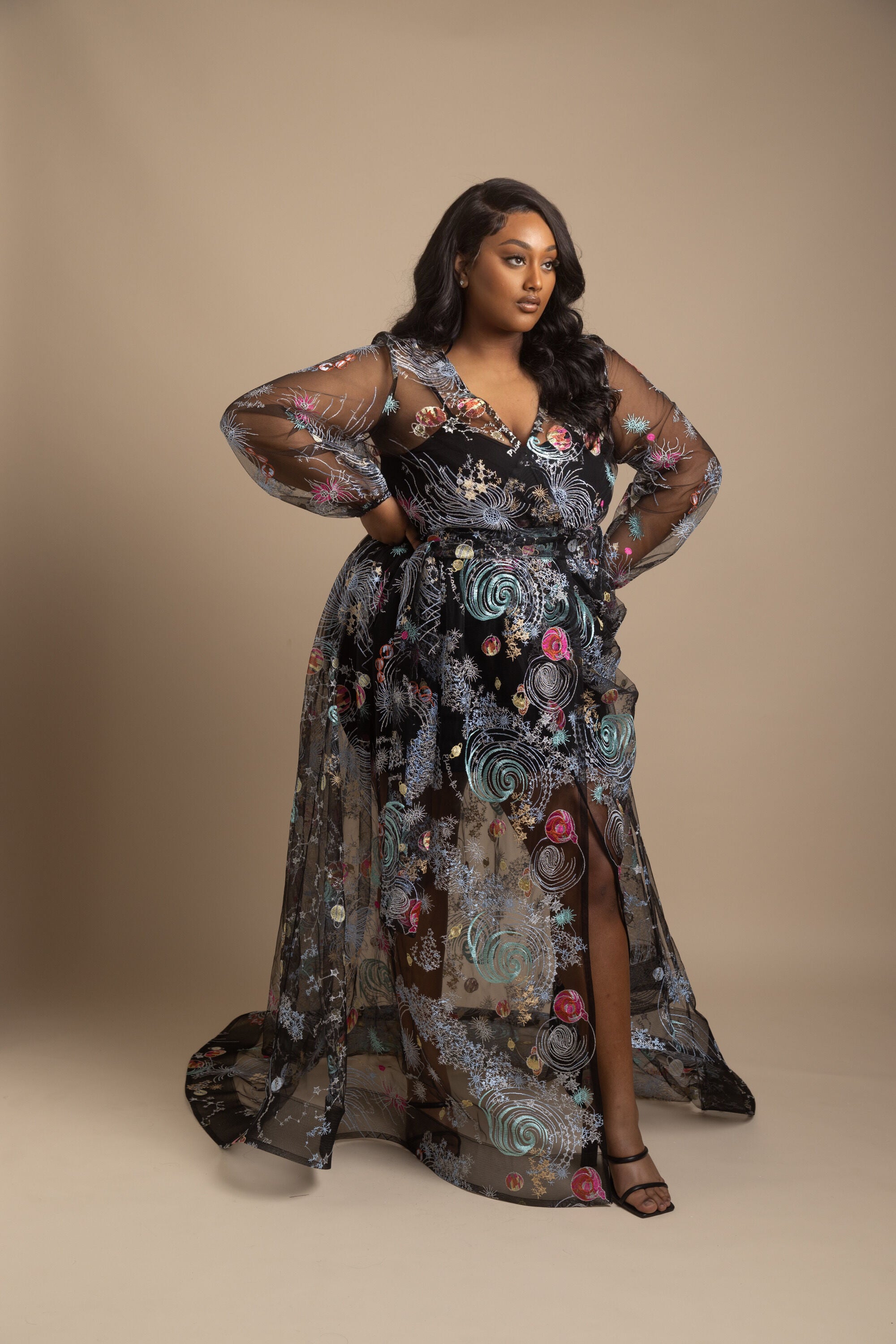 Cosmos Dress Petite, Black / Black, hi-res image number 0
