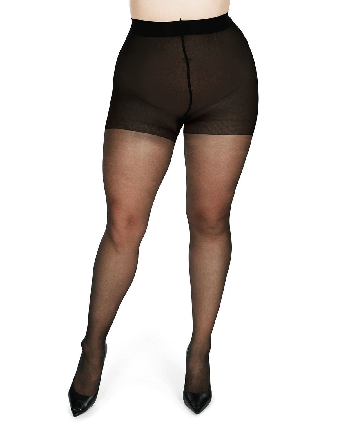 Ultra Sheer Control Top Pantyhose, Black / Black, alternate image number 1