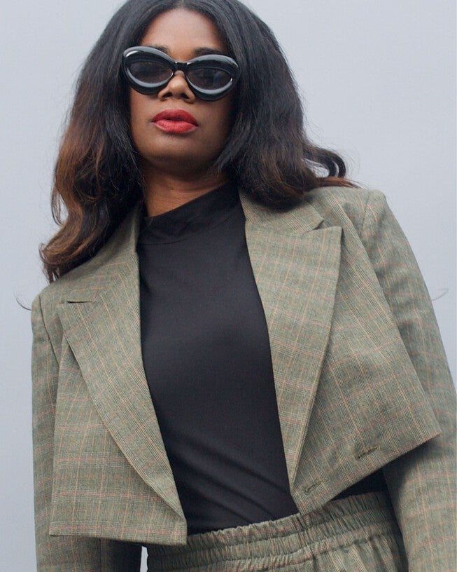 The Cropped Blazer in Prince of Wales, Prince of Wales / Warm Grey, alternate image number null